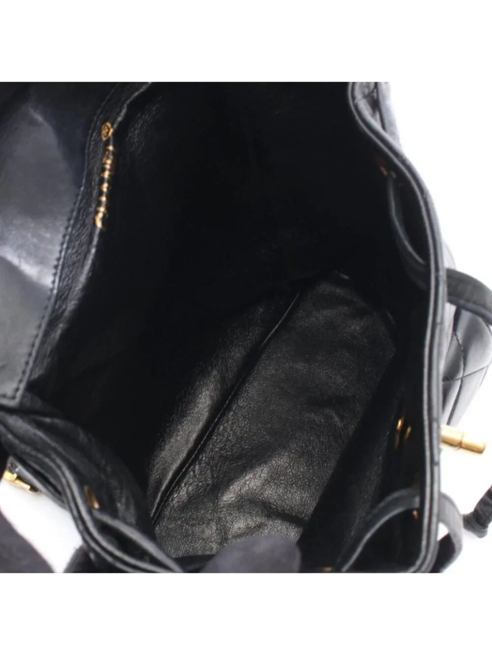 Chanel Backpack Quilted Turnlock Chain Black Lambskin Double
